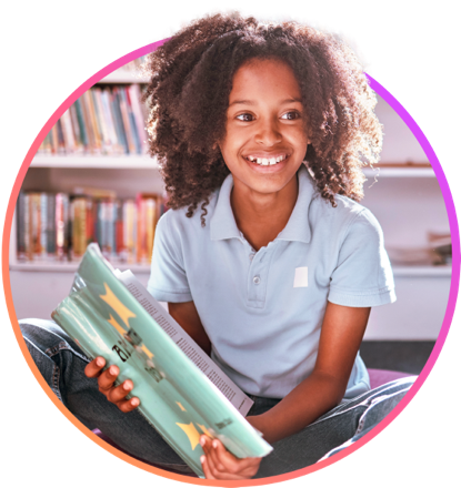 A young female student reading a book